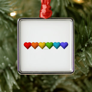 SlipperyJoe's glossy 3D heart shapes glyphs create Metal Tree Decoration