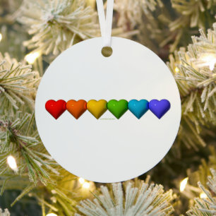 SlipperyJoe's glossy 3D heart shapes glyphs create Metal Tree Decoration