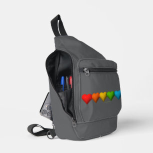 SlipperyJoe's glossy 3D heart shapes glyphs create Sling Bag