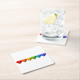 SlipperyJoe's glossy 3D heart shapes glyphs create Square Paper Coaster