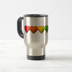 SlipperyJoe's glossy 3D heart shapes glyphs create Travel Mug