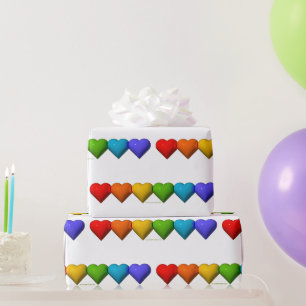 SlipperyJoe's glossy 3D heart shapes glyphs create Wrapping Paper
