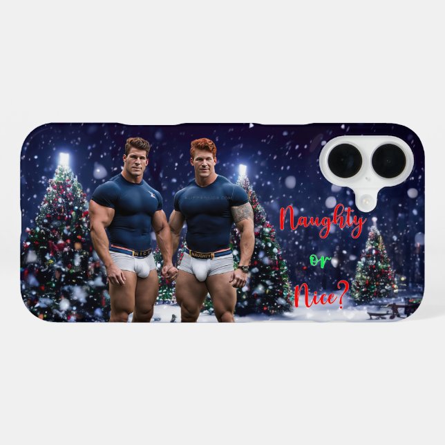 SlipperyJoe's glowing Christmas trees two muscular iPhone Case (Back Horizontal)
