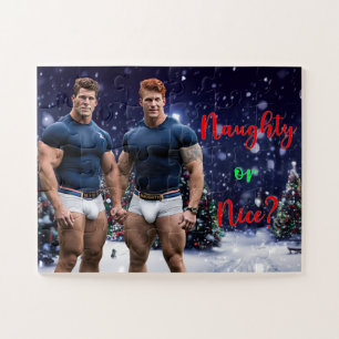 SlipperyJoe's glowing Christmas trees two muscular Jigsaw Puzzle
