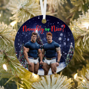 SlipperyJoe's glowing Christmas trees two muscular Metal Tree Decoration