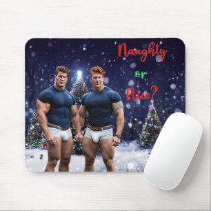 SlipperyJoe's glowing Christmas trees two muscular Mouse Mat