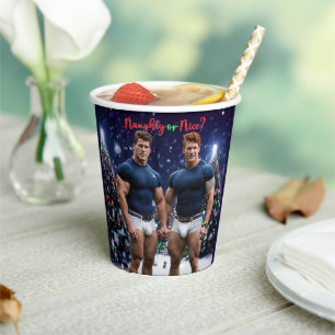 SlipperyJoe's glowing Christmas trees two muscular Paper Cups