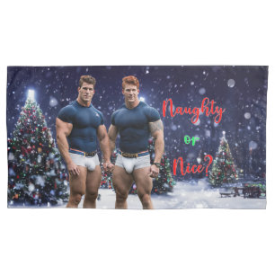 SlipperyJoe's glowing Christmas trees two muscular Pillowcase