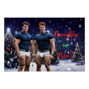 SlipperyJoe's glowing Christmas trees two muscular Poster