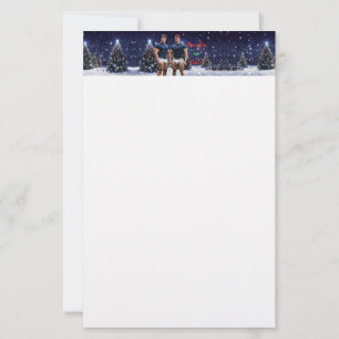SlipperyJoe's glowing Christmas trees two muscular Stationery