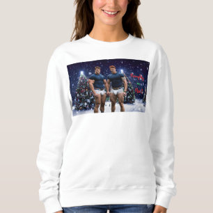 SlipperyJoe's glowing Christmas trees two muscular Sweatshirt