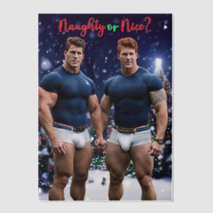 SlipperyJoe's glowing Christmas trees two muscular Vellum Invitations