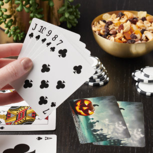 SlipperyJoe's glowing jack‑o’-lantern Halloween wa Playing Cards