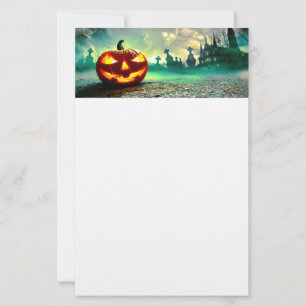 SlipperyJoe's glowing jack‑o’-lantern Halloween wa Stationery