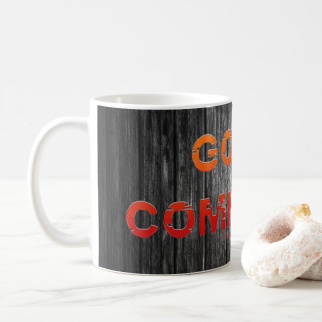 SlipperyJoe's Going Commando bold red orange lette Coffee Mug (With Donut)