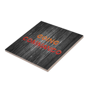 SlipperyJoe's Going Commando bold red orange lette Tile