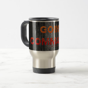 SlipperyJoe's Going Commando bold red orange lette Travel Mug
