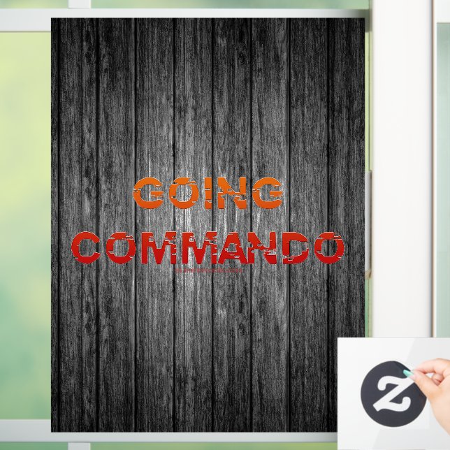 SlipperyJoe's Going Commando bold red orange lette Window Cling (Home)