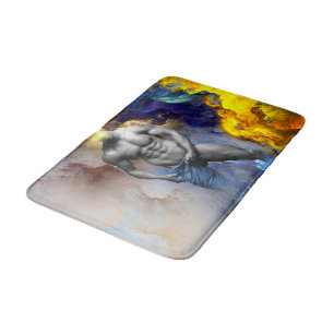 SlipperyJoe's grayscale muscular man physique yell Bath Mat