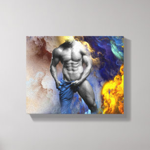 SlipperyJoe's grayscale muscular man physique yell Canvas Print