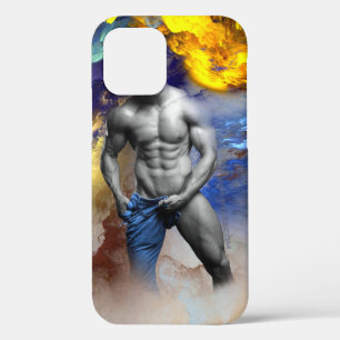 SlipperyJoe's grayscale muscular man physique yell iPhone 12 Pro Case