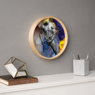 SlipperyJoe's grayscale muscular man physique yell Clock