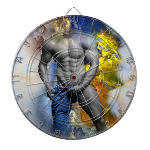 SlipperyJoe's grayscale muscular man physique yell Dartboard
