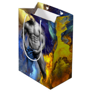 SlipperyJoe's grayscale muscular man physique yell Medium Gift Bag