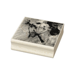 SlipperyJoe's grayscale muscular man physique yell Rubber Stamp