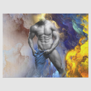 SlipperyJoe's grayscale muscular man physique yell Tissue Paper