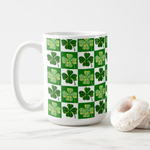 SlipperyJoe's green four-leaf clovers Saint Patric Coffee Mug