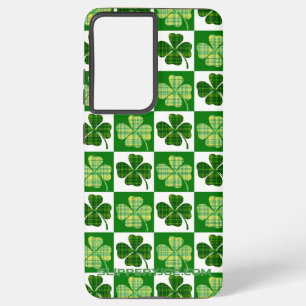 SlipperyJoe's green four-leaf clovers Saint Patric Samsung Galaxy Case