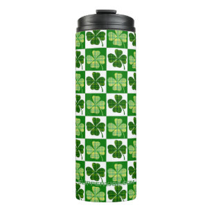 SlipperyJoe's green four-leaf clovers Saint Patric Thermal Tumbler
