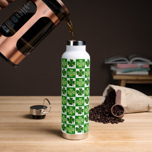 SlipperyJoe's green four-leaf clovers Saint Patric Water Bottle