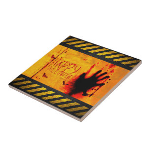 SlipperyJoe's gritty Happy Halloween graphic jagge Tile