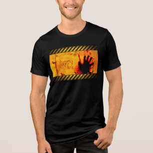 SlipperyJoe's gritty Happy Halloween graphic jagge Tri-Blend Shirt