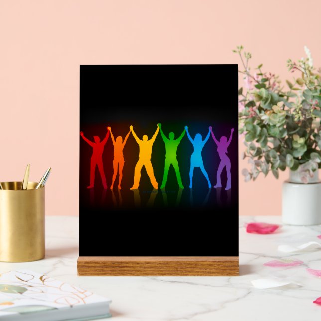 SlipperyJoe's group people holding hands forming l Acrylic Sign (Wedding)