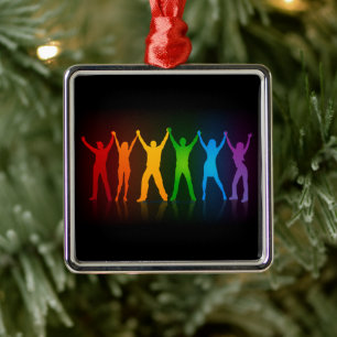 SlipperyJoe's group people holding hands forming l Metal Tree Decoration