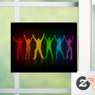 SlipperyJoe's group people holding hands forming l Window Cling