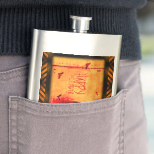 SlipperyJoe's Halloween bats grunge horror scary b Hip Flask