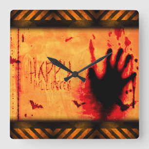 SlipperyJoe's Halloween bats grunge horror scary b Square Wall Clock