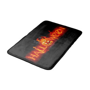 SlipperyJoe's Halloween massive fiery lettering ca Bath Mat