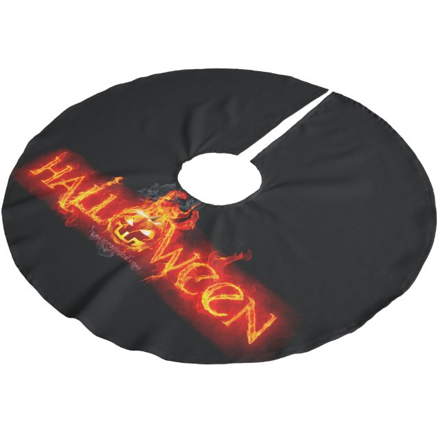 SlipperyJoe's Halloween massive fiery lettering ca Brushed Polyester Tree Skirt (Angled)