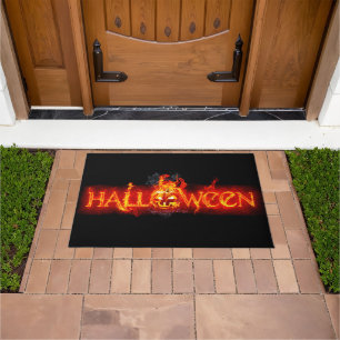 SlipperyJoe's Halloween massive fiery lettering ca Doormat