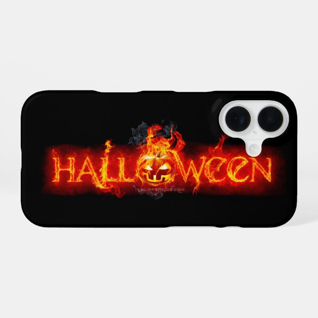 SlipperyJoe's Halloween massive fiery lettering ca iPhone 16 Case (Back Horizontal)