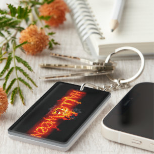 SlipperyJoe's Halloween massive fiery lettering ca Key Ring
