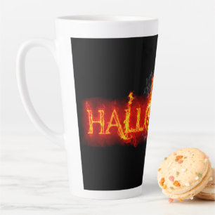 SlipperyJoe's Halloween massive fiery lettering ca Latte Mug