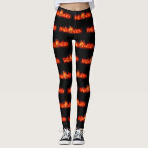 SlipperyJoe's Halloween massive fiery lettering ca Leggings