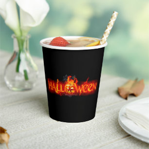 SlipperyJoe's Halloween massive fiery lettering ca Paper Cups