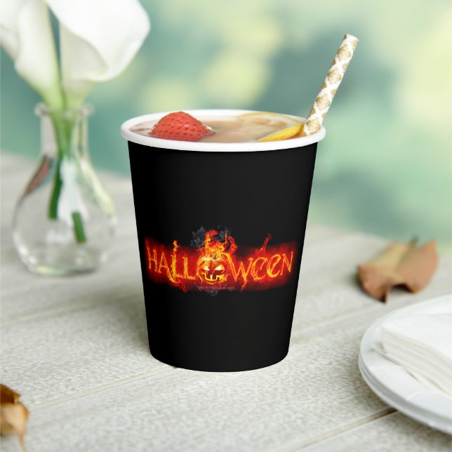 SlipperyJoe's Halloween massive fiery lettering ca Paper Cups (Insitu)